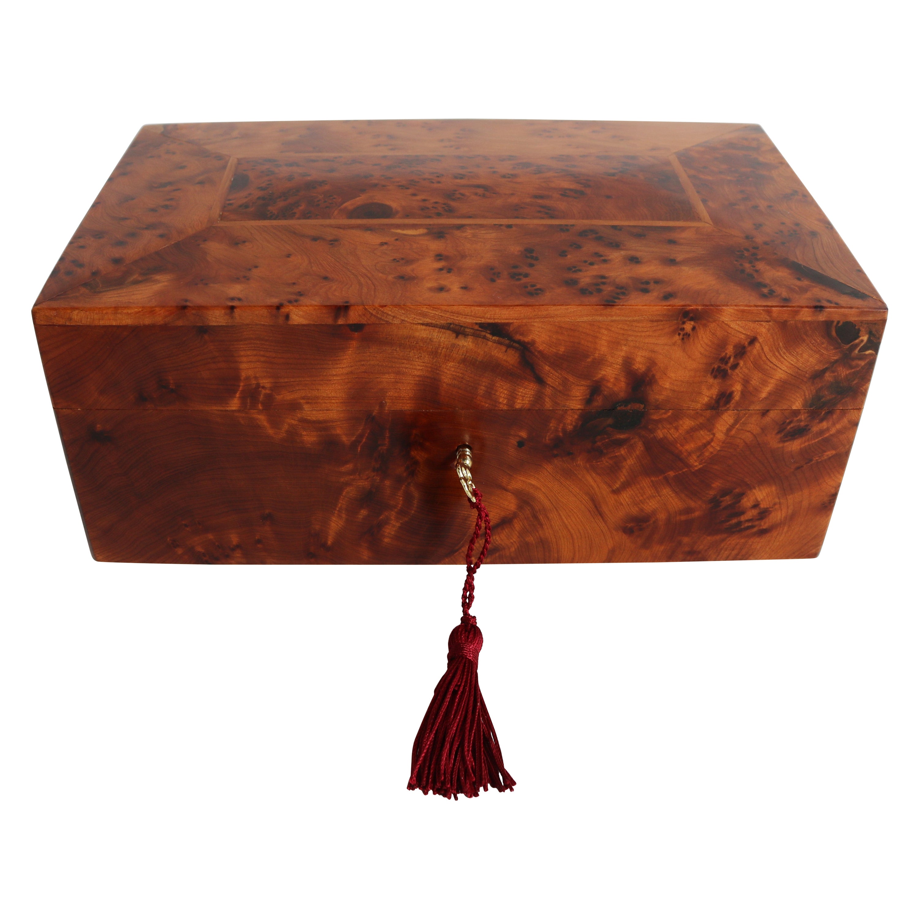 Antique French Jewelry Box Napoleon III 19th Century Thuya & Burl Wood Inlaid For Sale