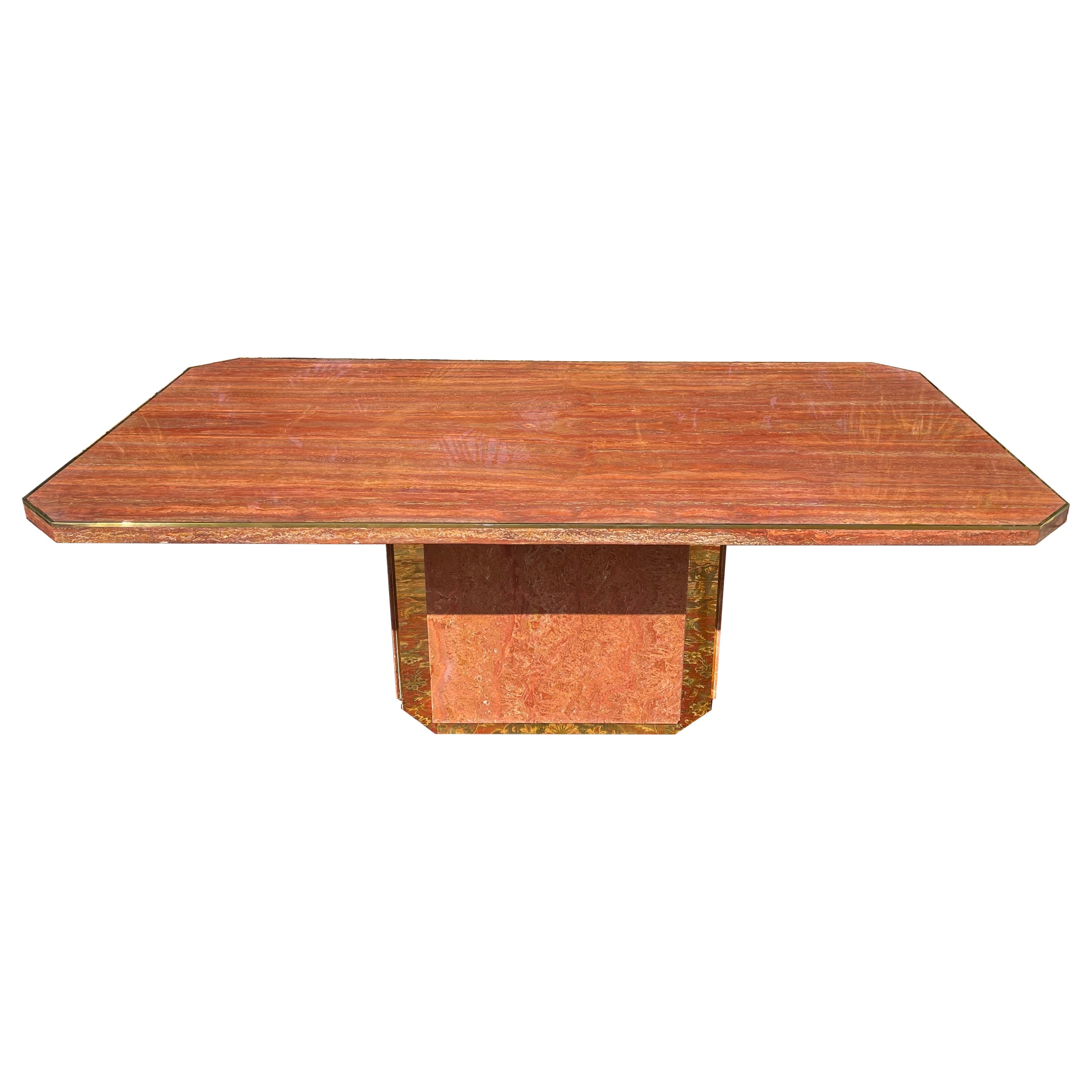 Jean-Claude Mahey, Rectangular Table in Red Marble from Iran, 20th Century