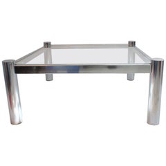 Retro Rectangular Chrome and Glass Coffee Table