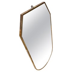 1960s Mid-Century Modern Brass Italian Wall Mirror in the Style of Gio' Ponti