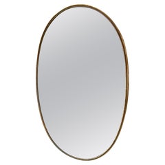 1960s Mid-Century Modern Brass Italian Oval Mirror in the Manner of Giò Ponti