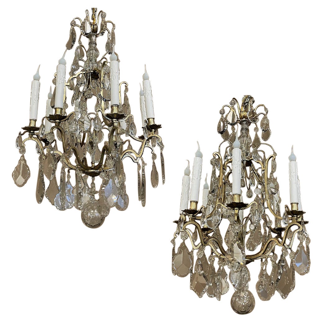 Pair of Crystal Antique Chandeliers For Sale at 1stDibs