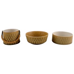 Jens H. Quistgaard for Bing & Grøndahl, Three Relief Bowls in Glazed Stoneware