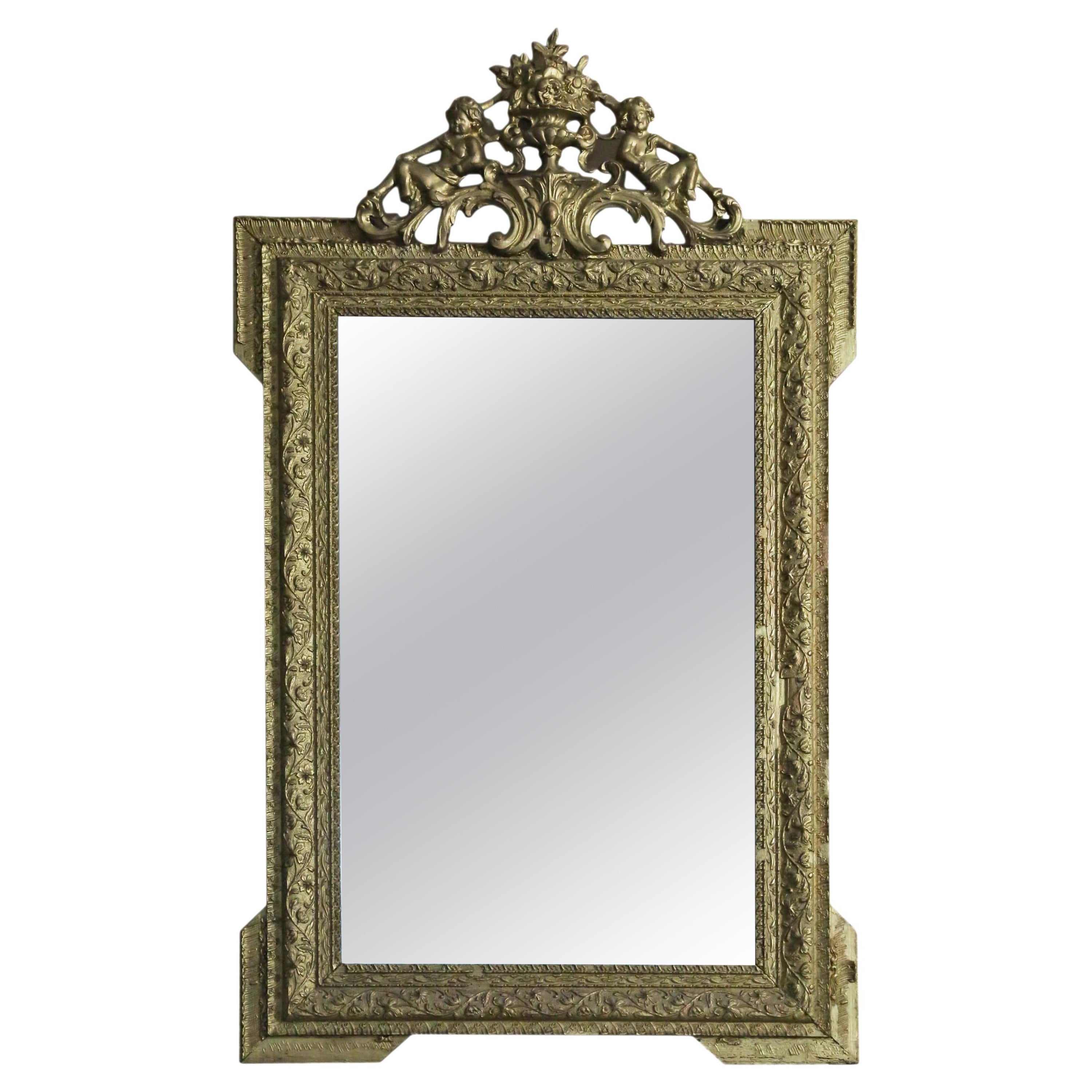 Antique 19th Century Large Gilt Wall Mirror Overmantle For Sale