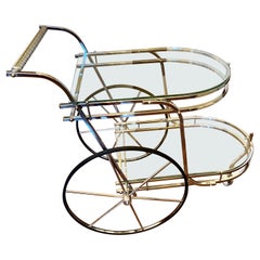 Vintage Mid Century Italian Chrome and Glass Bar Cart