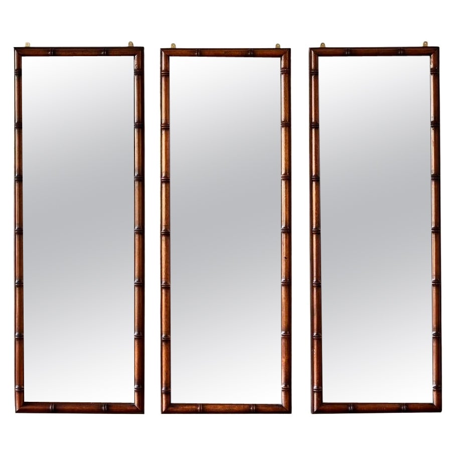 Set of Three Faux Bamboo Mirrors