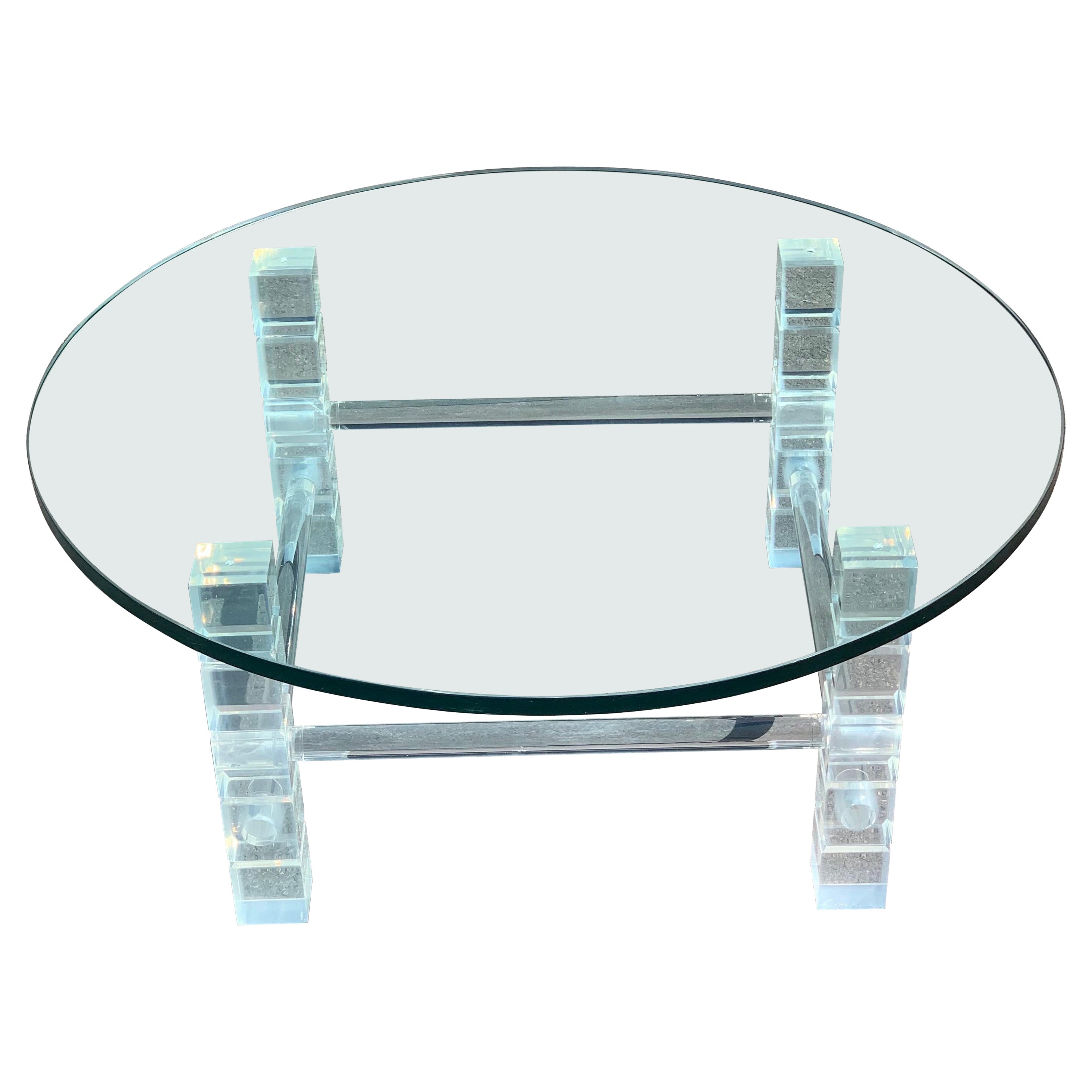 Table basse sculpturale en lucite et verre du milieu du siècle dernier en vente