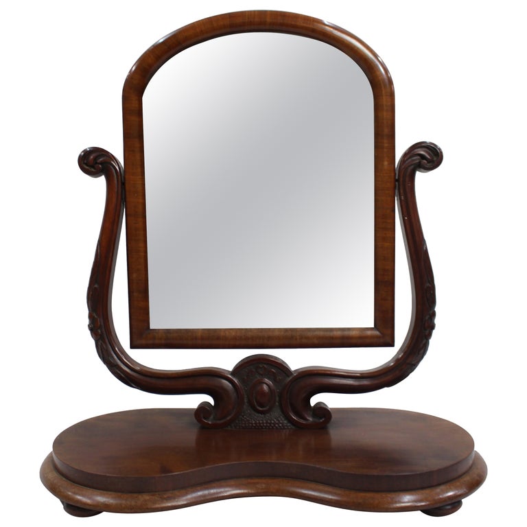 Victorian Mahogany Harp Shaped Vanity Mirror For Sale at 1stDibs