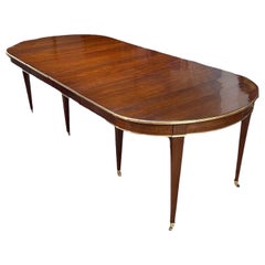 Louis XVI Mahogany Extension Dining Table, with 4 Leaves & Clips