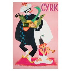 Vintage CYRK Magician Snake Charmer 1973 Polish Circus Poster, Miedza-Tomaszewski