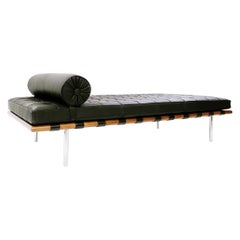Black Leather Daybed Model "Barcelona" by Ludwig Mies van der Rohe for Knoll