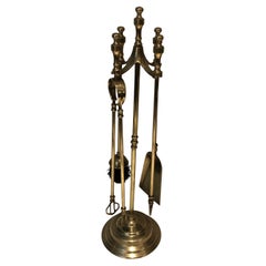 Neoclassical Style Brass Fireplace Tools, French, circa 1970