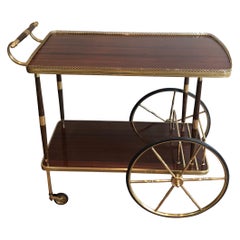 Vintage Neoclassical Style Mahogany and Brass Bar Cart in the Style of Maison Jansen