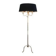 Tripode Brass Floor Lamp with 3 Arms, French Work by Maison Jansen