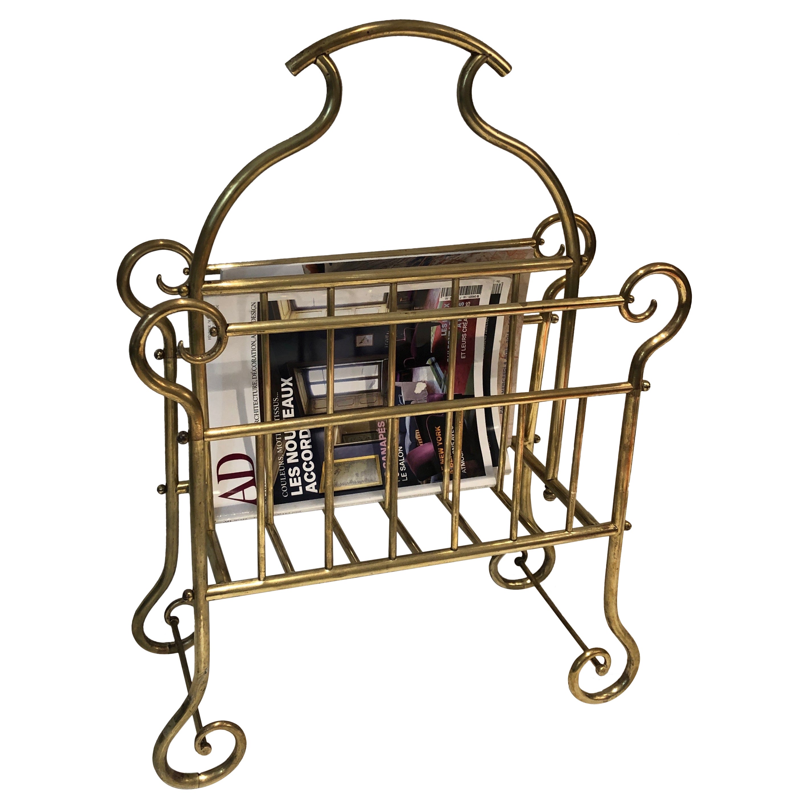 Brass Magazine Rack. French Work, circa 1900