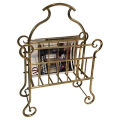 Antique Brass Magazine Rack. French Work, circa 1900