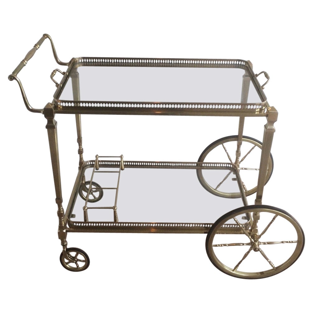 Neoclassical Style Brass Drinks Trolley with Removable Trays by Maison Jansen