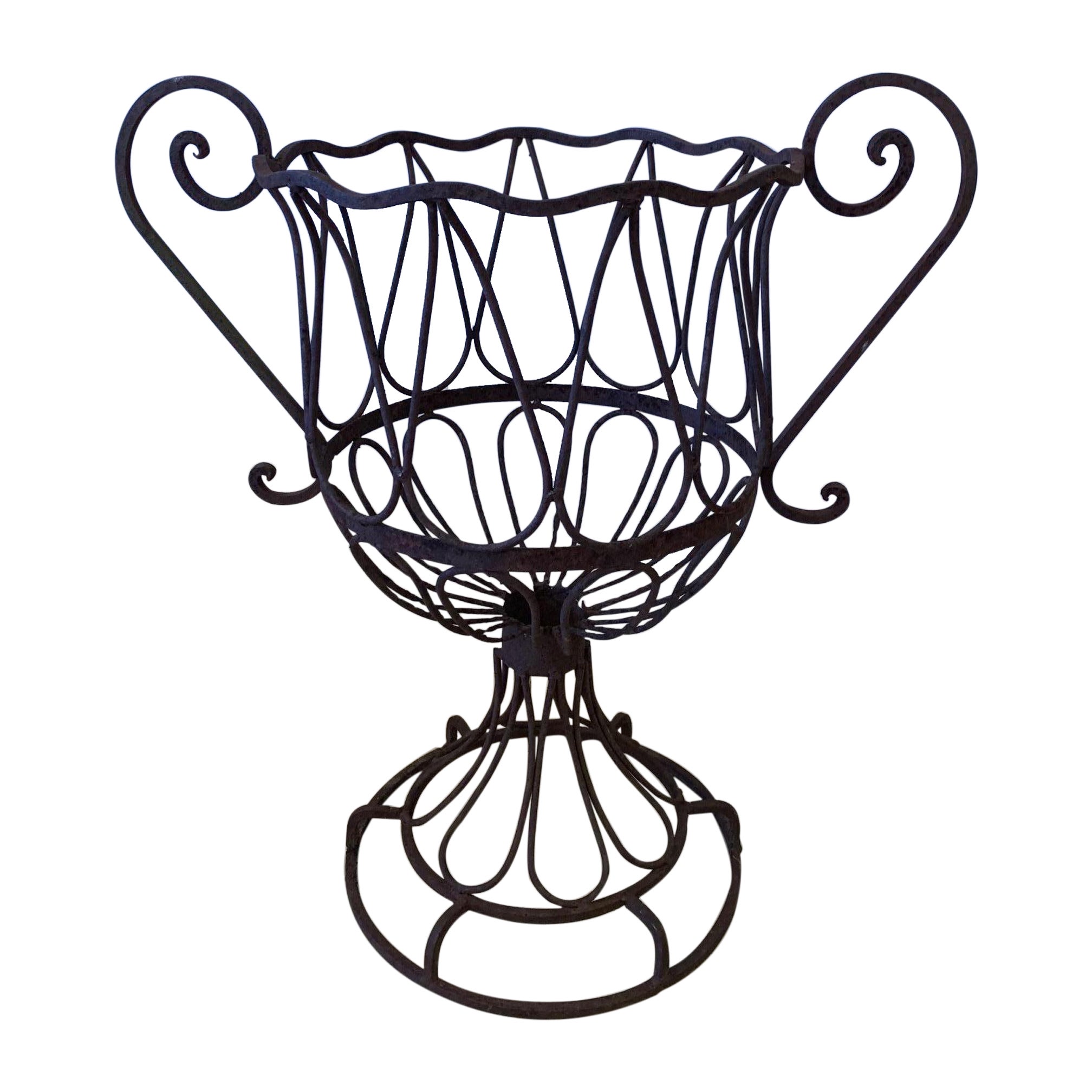 Classic Pair of Black Vintage Cast Iron Planters Urns at 1stDibs