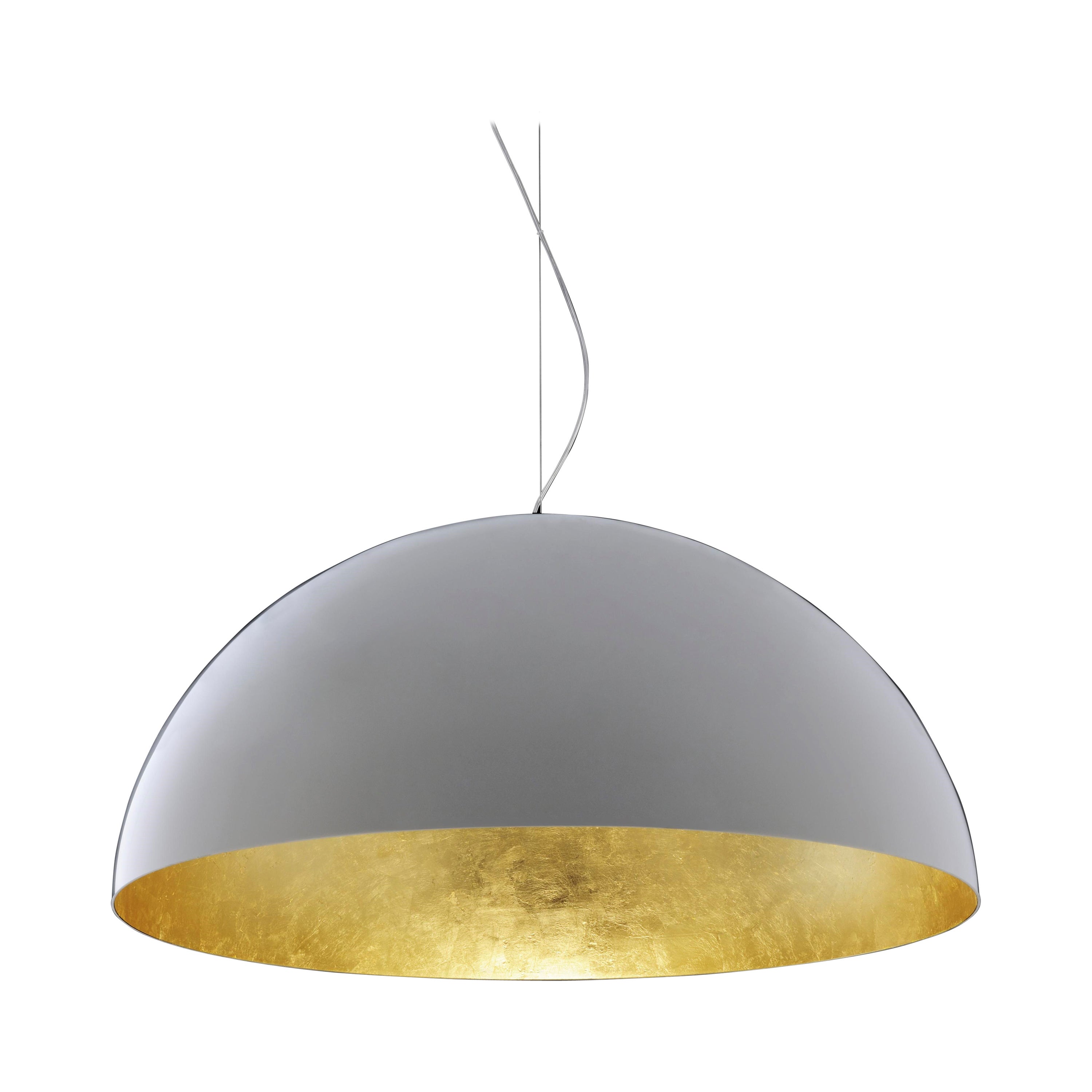 Lampada a sospensione Sonora in oro bianco di Vico Magistretti per Oluce