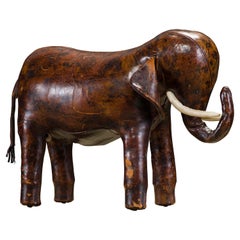 Tabouret éléphant en cuir de Dimitri Omersa pour Abercrombie & Fitch, vers 1963, signé