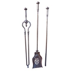 Antique Large Victorian Fireplace Tools or Fire Irons, 19th Century, English
