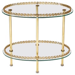 1950s Italian Brass and Glass Oval Table