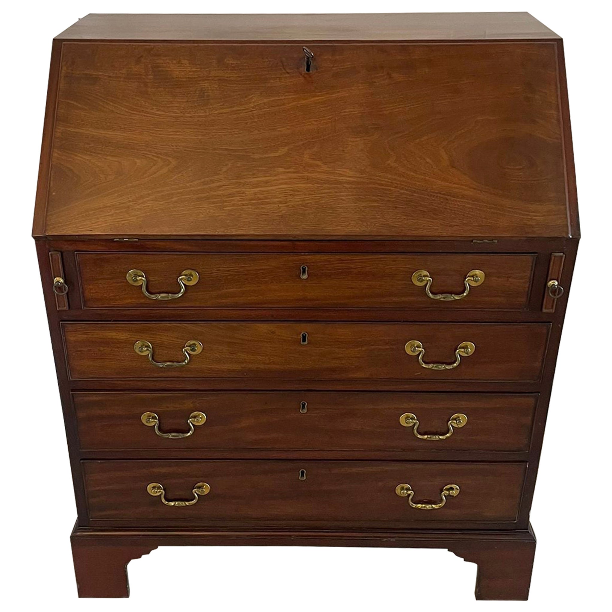 Outstanding 18th Century Quality George III Antique Mahogany Bureau For Sale