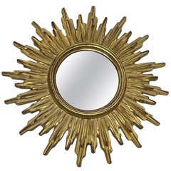 Petite Starburst Sunburst Gilded Resin Mirror, Belgium, circa 1970s