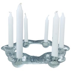 1970s Swedish Pukeberg Glass Candle Holder or Candelabra by Uno Westerberg