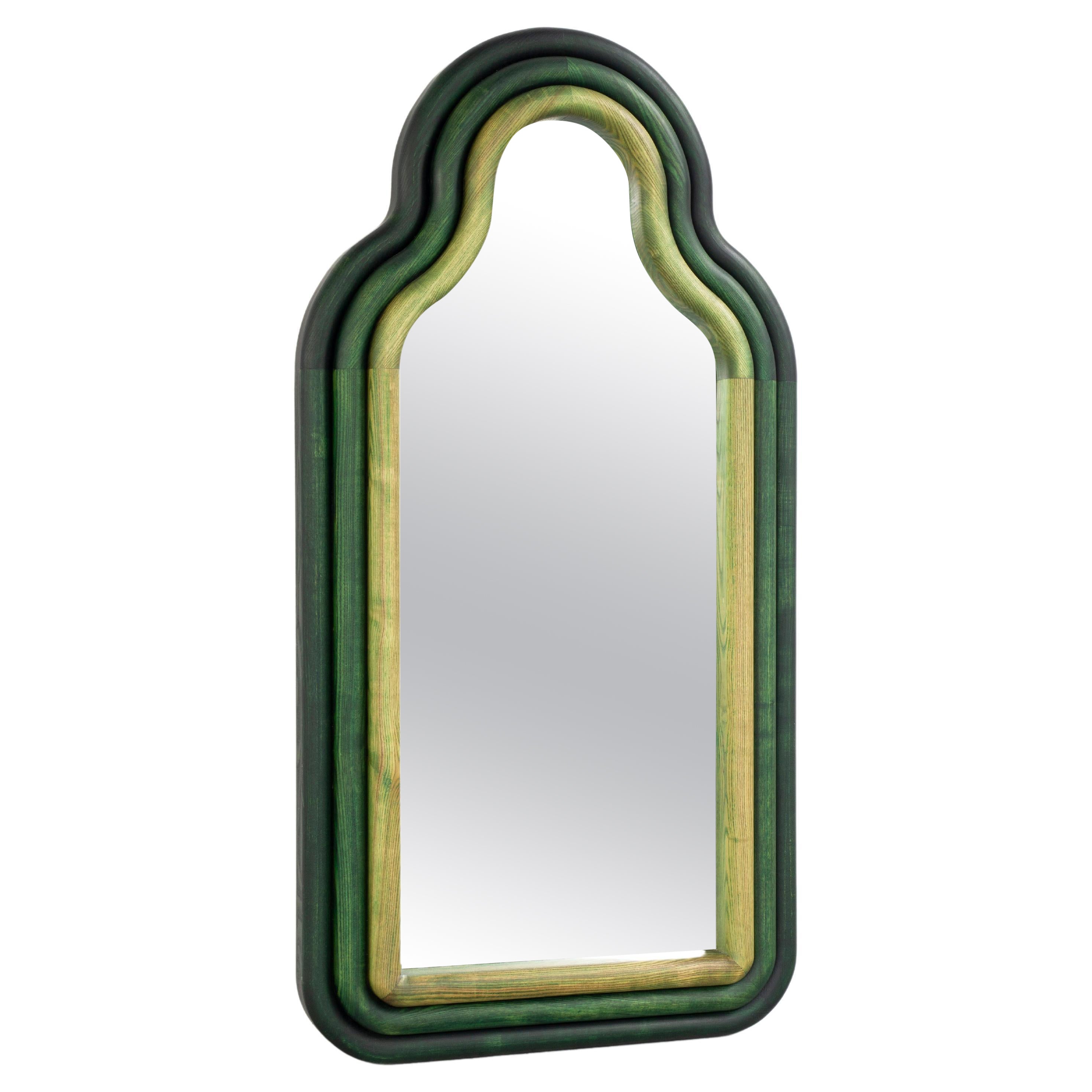 TRN Wooden Green Mirror  For Sale