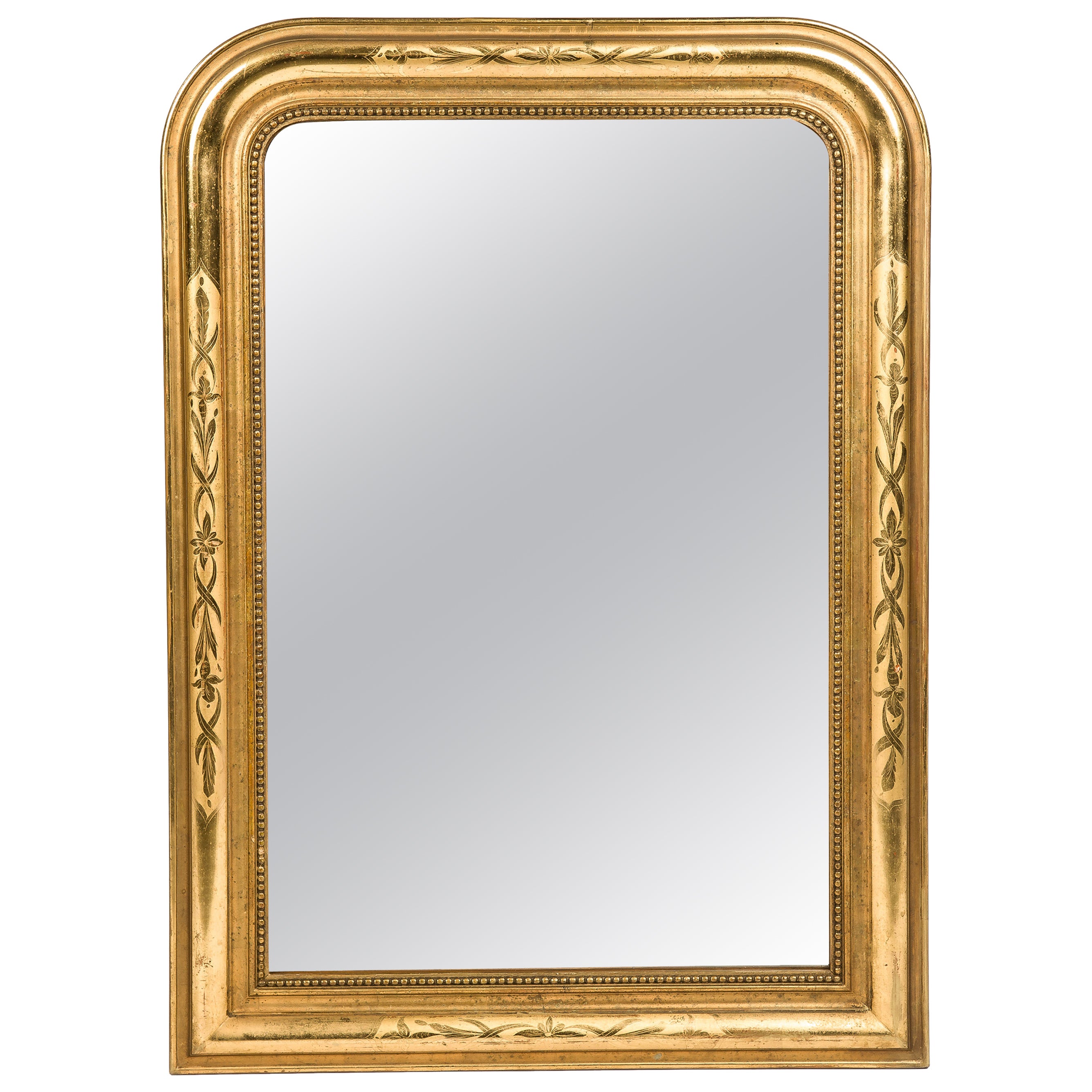 Antique 19th Century Polished Gold Gilt French Louis Philippe Mirror