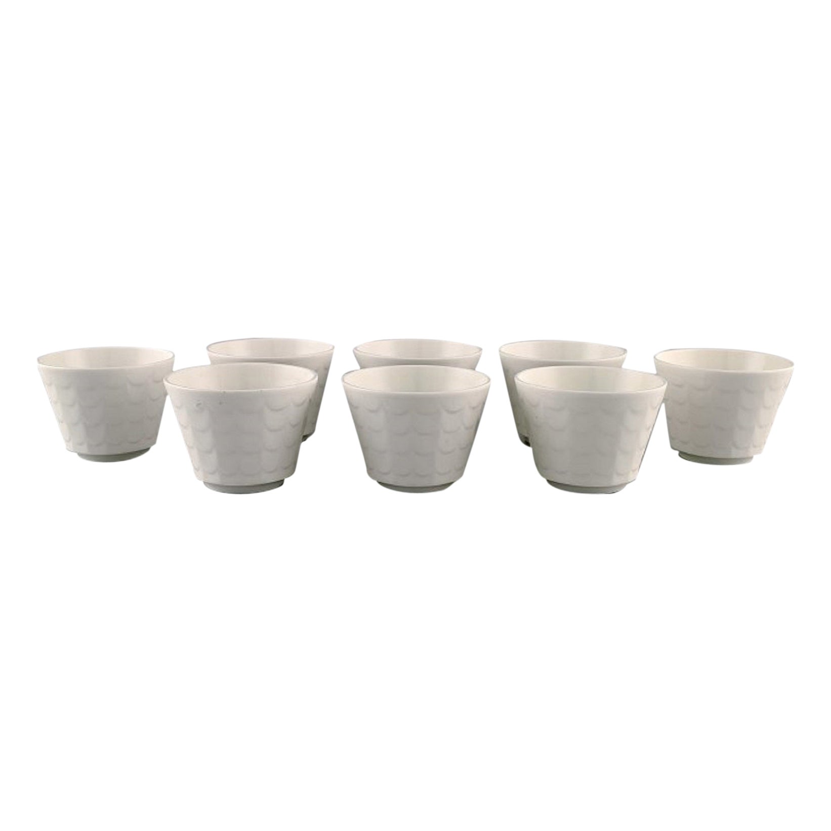 Wilhelm Kåge for Gustavsberg, Eight Herb Pots in White Glazed Porcelain For Sale