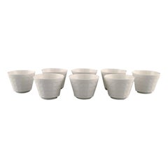 Vintage Wilhelm Kåge for Gustavsberg, Eight Herb Pots in White Glazed Porcelain