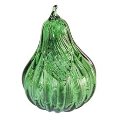 Mid-Century Modern Green Seguso Style Murano Glass Green Pear