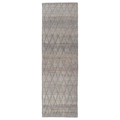 Modern Hand-Knotted Moroccan Rug with Diamond Design in Gray and Neutral Tones