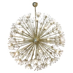 Huge "sputnik" chandelier in brass and glass