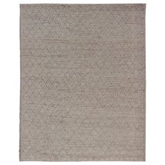 Modern Moroccan Rug in Wool with All-Over Diamond Design by Keivan Woven Arts 