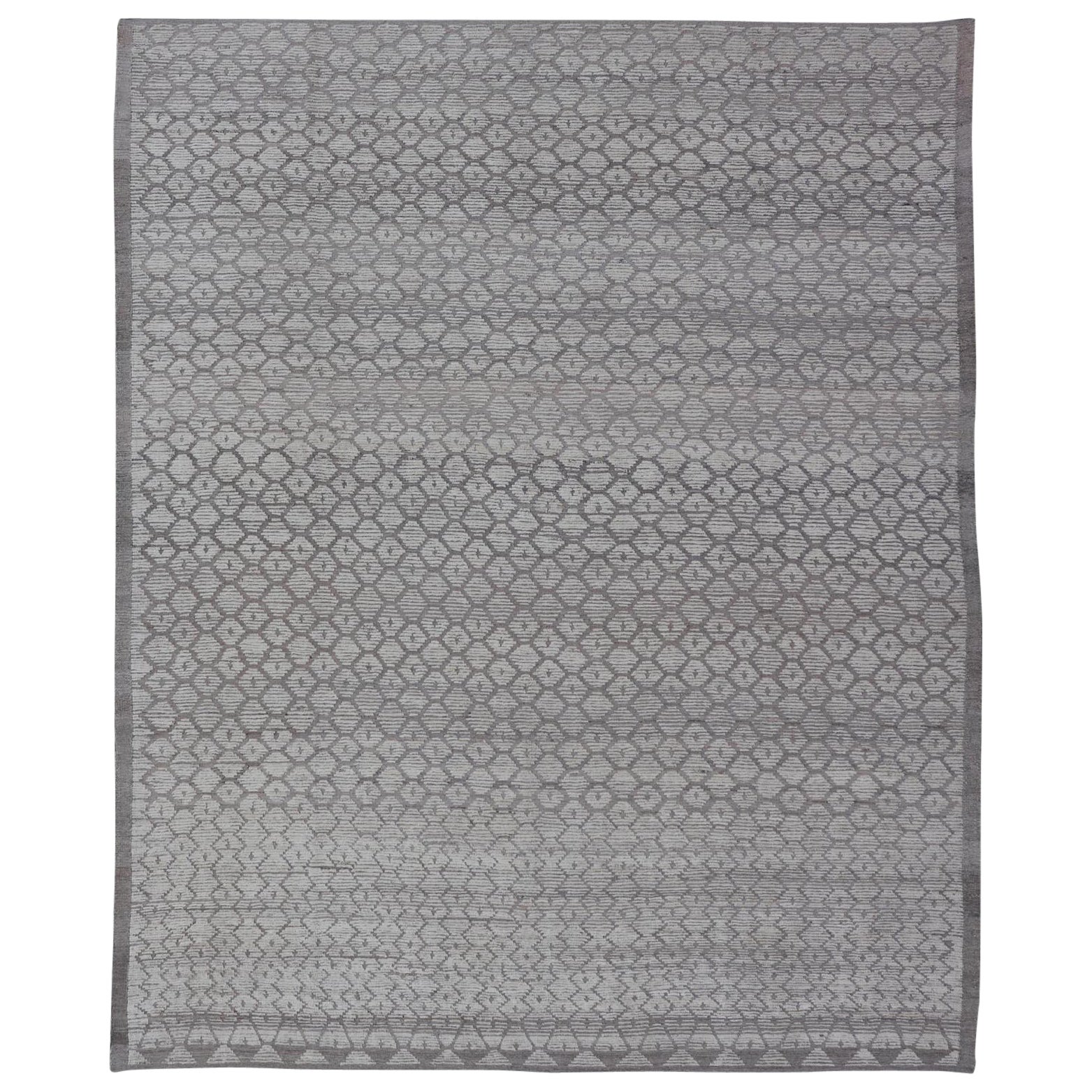 Modern Moroccan Hand-Knotted Rug with All-Over Sub-Geometric Hexagonal Design For Sale