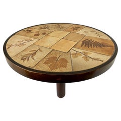 Round French Tiled Coffee Table by Raymonde Leduc, Vallauris
