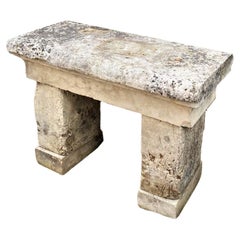 Hand Carved Garden Stone Bench Rustic Farm Seat Antique Indoor Outdoor LA CA