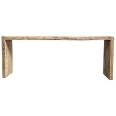 Custom Made Elm Wood Reclaimed Waterfall Style Console Table