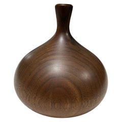 Rude Osolnik Signed Mid-Century Modern Walnut Wood Turned Vessel Bud Weed Vase