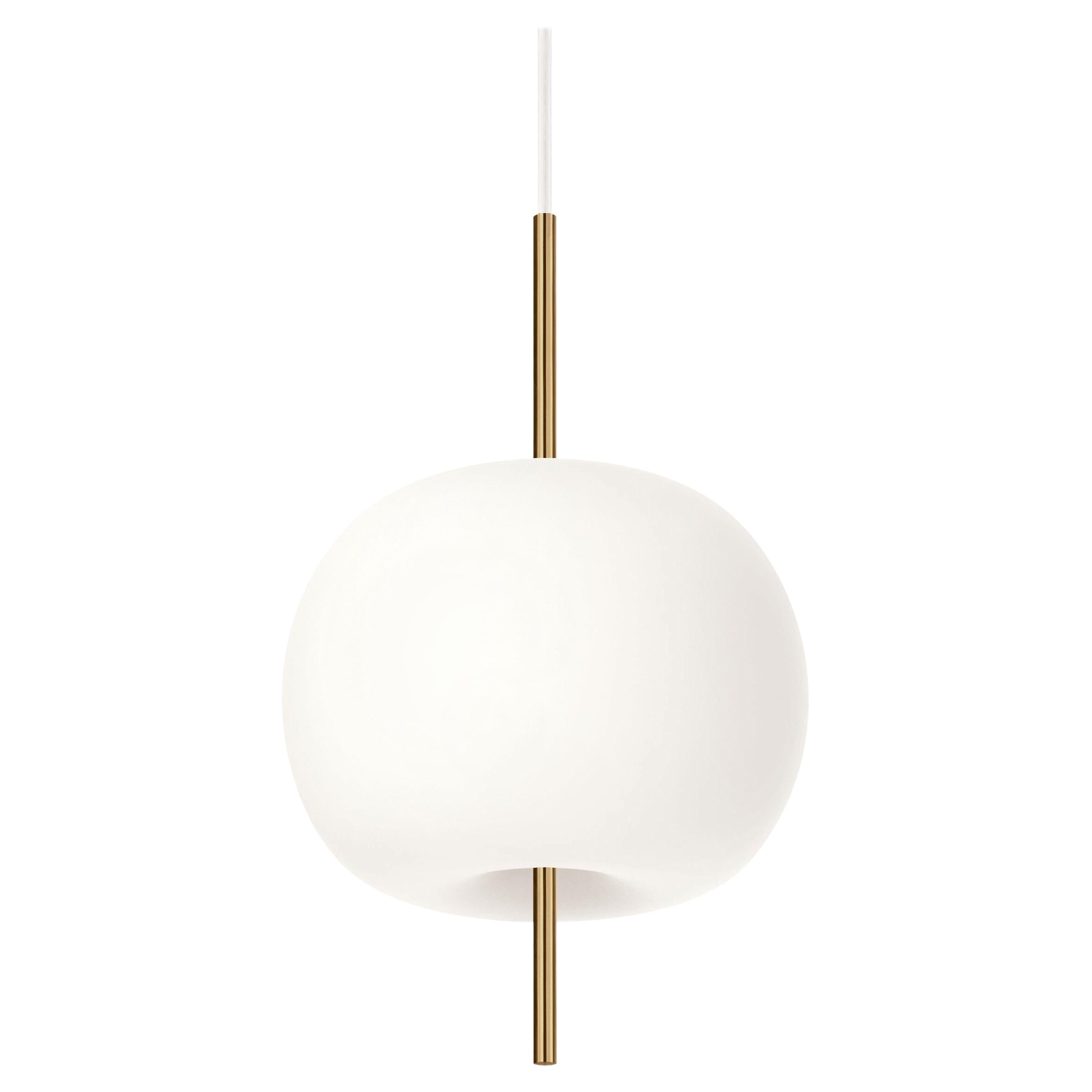 Small 'Kushi' Opaline Glass and Brass Suspension Lamp for KDLN For Sale