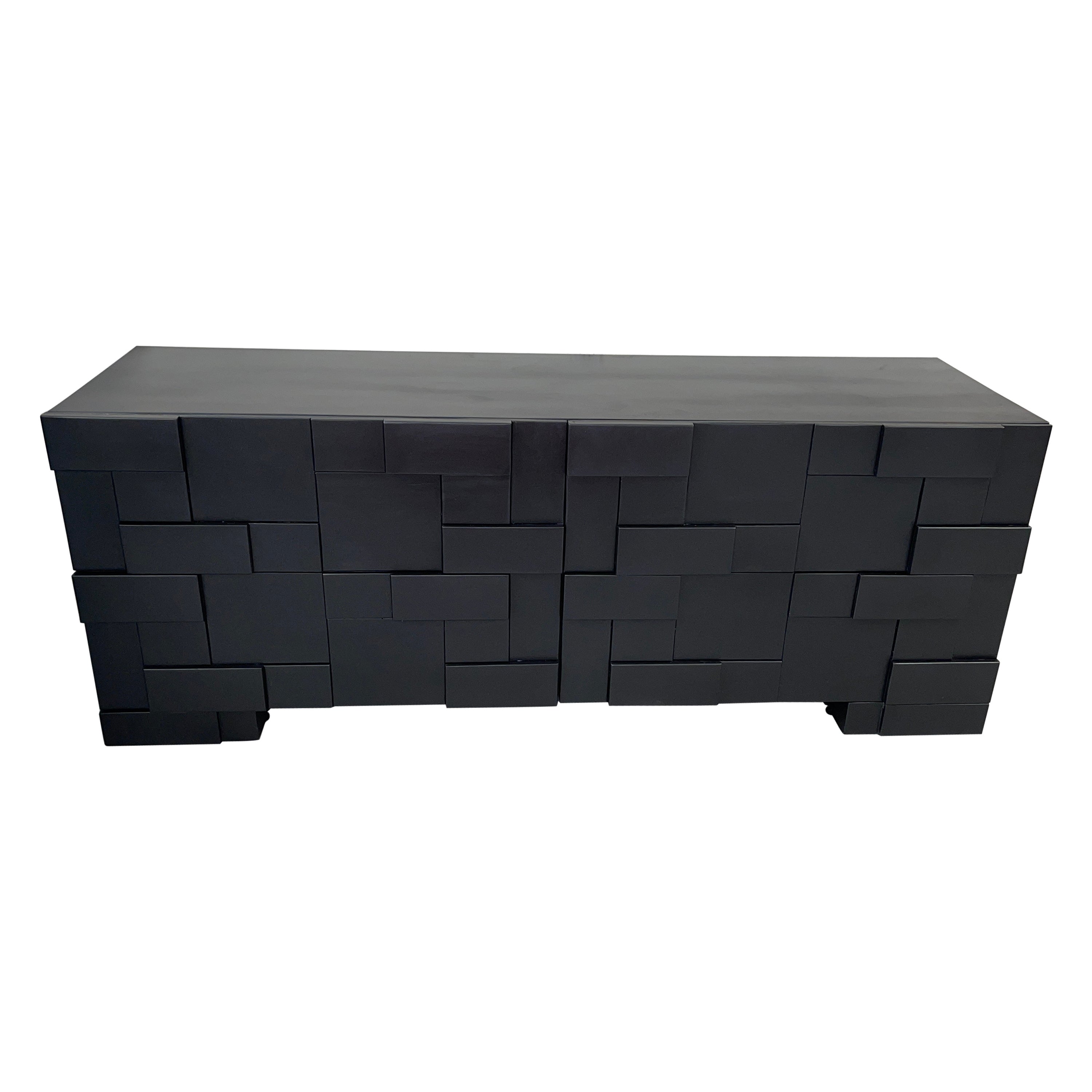 Brutalist Mosaic Black Chest of Drawers