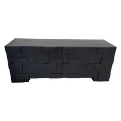 Used Brutalist Mosaic Black Chest of Drawers
