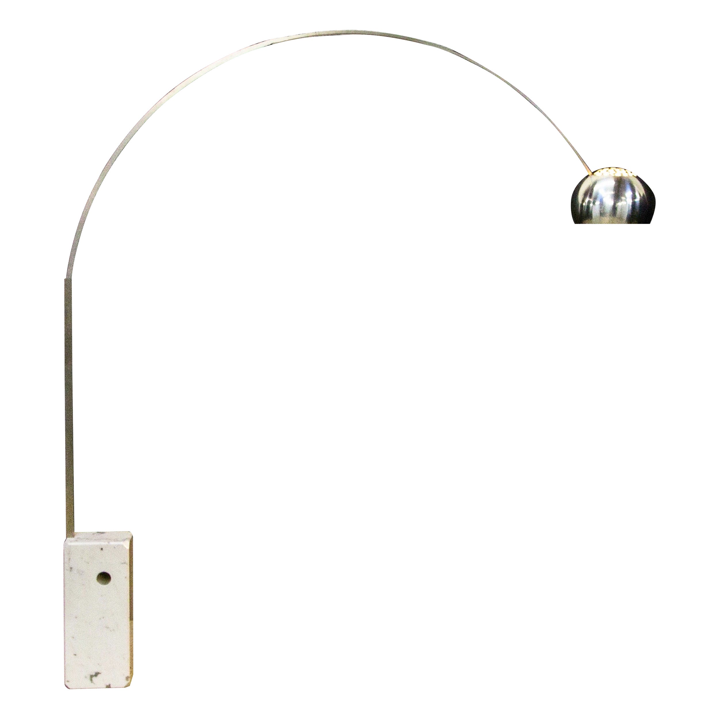 Early Production 'Arco' Marble Floor Lamp by Castiglioni for Flos, 1962, Signed 