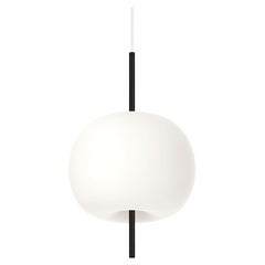 Small 'Kushi' Opaline Glass and Metal Suspension Lamp for Kdln in Black