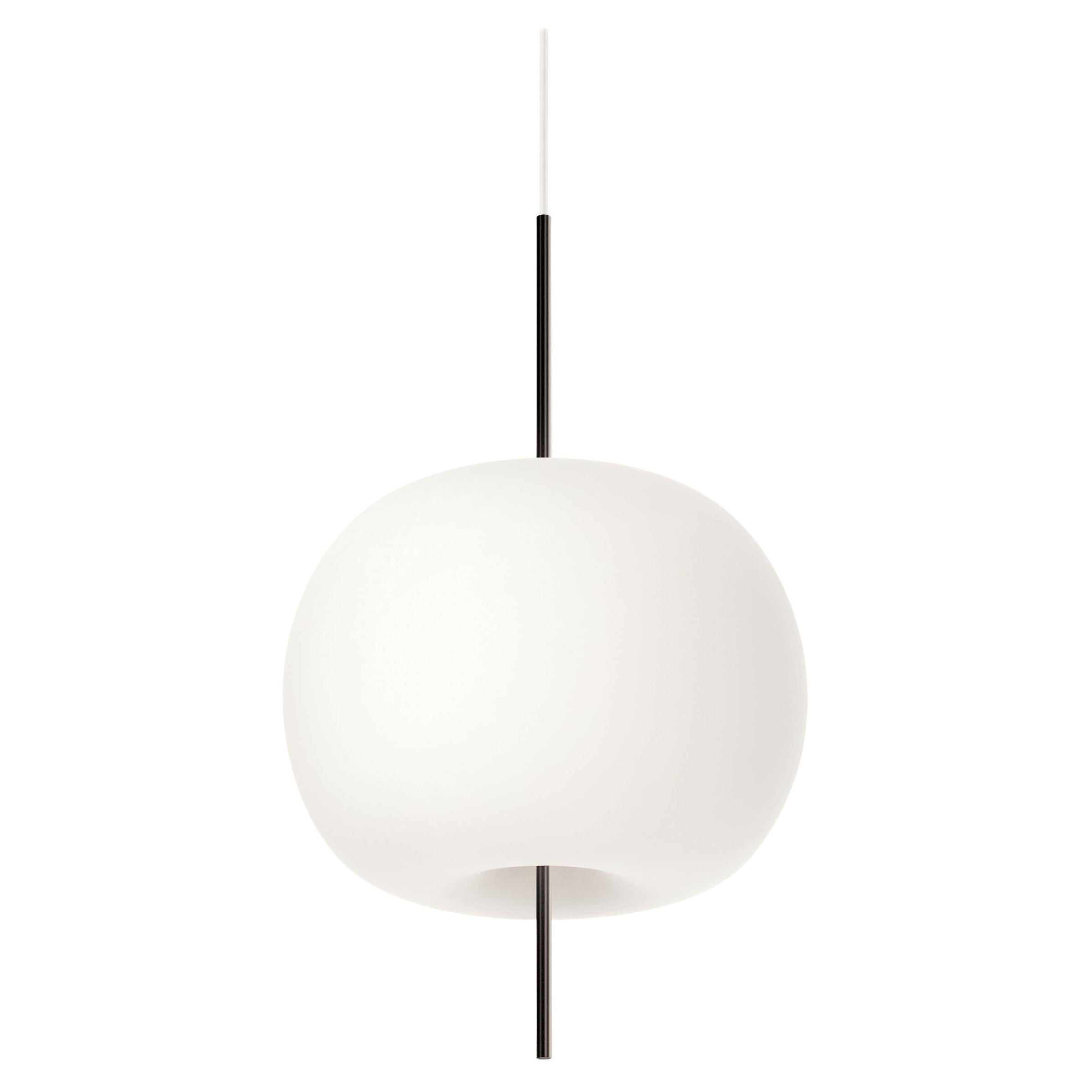 Large 'Kushi' Opaline Glass and Metal Suspension Lamp for KDLN in Black For Sale