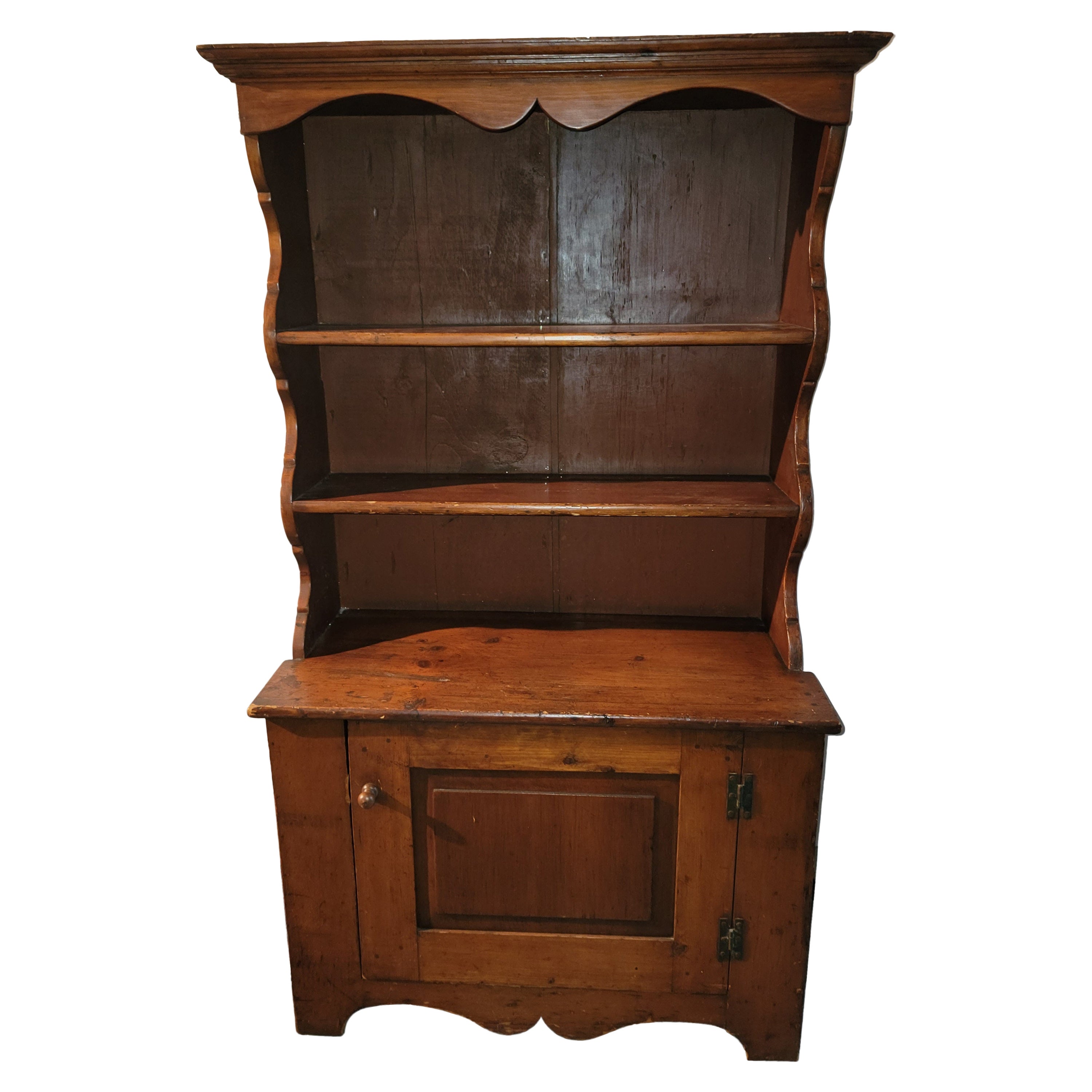 19thc Early Pine Step Back Cupboard