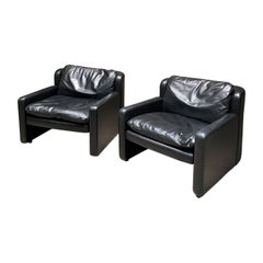 Fauteuils de salon italiens en cuir de style Mario Marenco par Arflex Italie, 1976